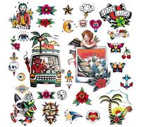 CARGEN Tatuaggio Temporaneo Vintage Sailor Jerry Tatuaggi Temporanei Tatuaggio Tradizionale Cool Classic Old School Adesivi Per Uomini Donne Per Ragazzi Ragazze Per Feste Impermeabili