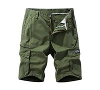 Cargo Shorts Uomo - Pantaloncini da Uomo Estivi in Tela Cargo da Uomo Casual (Army Green XL)