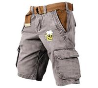 Cargo Uomo Corti - Pantaloncini Cargo da Uomo con Stampe alla Moda Abbigliamento Casual Versatile per Le Celebrazioni Festive Comfort per Tutte Le Stagioni Tessuto Leggero (Grey L)