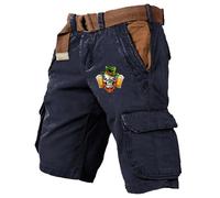 Cargo Uomo Corti - Pantaloncini Cargo da Uomo con Stampe alla Moda Versatili Pantaloni da Allenamento per Feste All'Aperto E Casual Comodi per Tutte Le Stagioni (Navy XXXXL)