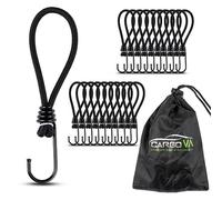 CargoVA® - 20 Bungee con Ganci e Pratica Borsa - Ganci Espandibili per Teloni e Reti - Nero - 15 cm [Confezione da 20]