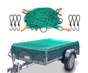 CargoVA® Rete intelligente per rimorchi 2x3M - Rete per rimorchi con corda in gomma, marcature angolari e ganci - per un fissaggio perfetto del carico