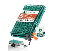 CargoVA® Rete intelligente per rimorchio 2x3,5m [DEKRA Certificato] - Rete con corda elastica e marcatura angoli - Per una perfetta sicurezza del carico