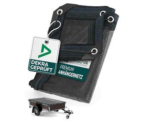 CargoVA® - Rete per rimorchio a maglia fine 3x5m - Rete nera a maglia fine con corda elastica - per una protezione ottimale del carico