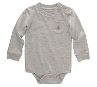 Carhartt Body a maniche lunghe con tasca, unisex, confezione da 1, Grigio caldo, 6 Meses