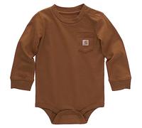Carhartt Body unisex a maniche lunghe con tasca, Carhartt Marrone, 12 mesi