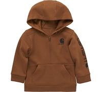 Carhartt Boys' Long-Sleeve Half-Zip Hooded Sweatshirt, Brown, 12 Months