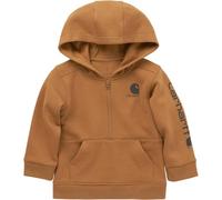 Carhartt Boys' Long-Sleeve Half-Zip Hooded Sweatshirt, Brown, 18 Months