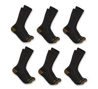 Carhartt Calzini da uomo in misto sintetico di peso medio, confezione da 6, nero, Large