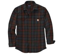 Carhartt Camicia a quadri da uomo a maniche lunghe in flanella pesante vestibilità ampia, Moka, L