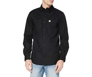 Carhartt Camicia Da Lavoro A Manica Lunga In Cotone Canvas, Vestibilità Comoda, Serie Rugged Professional, Uomo, Nero, L