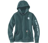 Carhartt Clarksburg Logo Felpa con cappuccio da donna, Verde/Blu, Taglia S