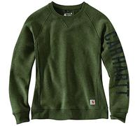 Carhartt Damen Sweatshirt Clarksburg Midweight Crewneck Block Graphic Logo, Basil Heather - Dunkelgrün, S, 104410