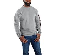 Carhartt Felpa grafica da uomo a maniche corte con logo a girocollo, Grigio erica, Medium