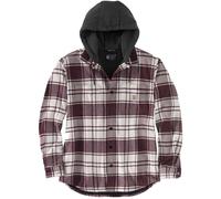 Carhartt Flannel Fleece Lined Hooded Camicia, Bianco, Taglia XXL