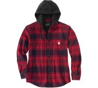 Carhartt Flannel Fleece Lined Hooded Camicia, rosso, taglia S per maschi