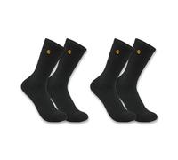 Carhartt Force Midweight Crew-Calzini da Uomo, Confezione da 2 Lavoro, Nero, M