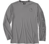Carhartt Force Sun Defender™ Long-Sleeve Logo Graphic Long-Sleeve Maglia funzionale, grigio, Taglia S