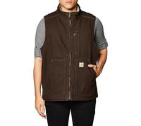 Carhartt Gilet da uomo a collo alto, foderato in sherpa, vestibilità ampia, effetto slavato, Marrone scuro, Small