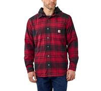 Carhartt Flannel Fleece Lined Hooded Camicia, rosso, taglia L per maschi
