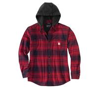 Carhartt Flannel Fleece Lined Hooded Camicia, rosso, taglia XL per maschi