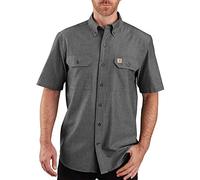 Carhartt Loose Chambray S/S Shirt, Camicia abbottonata Pratica da Lavoro Uomo, Nero, XL