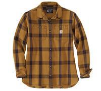Carhartt Loose Fit Heavyweight Twill Long-Sleeve Plaid Shirt, Camicia da Lavoro Button Down da Donna, Carhartt Brown,