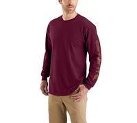 Carhartt Men's Big & Tall Signature Logo Long Sleeve T-Shirt, Port, 2X-Large/Tall