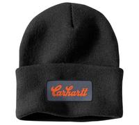 Carhartt Men's Knit Cuffed Script Patch Beanie, Black, One Size