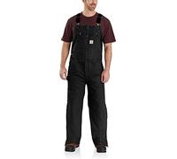 Carhartt Men's Quilt Lined Washed Duck Bib Overalls, Black, X-Large/Short