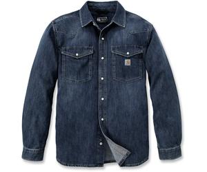 Carhartt Montana Relaxed Fit Denim Long-Sleeve Snap Front Camicia, blu scuro, Taglia S