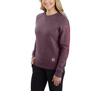 Carhartt Relaxed Fit Midweight Crewneck Block Logo Sleeve Graphic Sweatshirt Maglia di Tuta, Donna Viola (Blackberry Heather), S