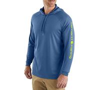 Carhartt T-Shirt Force a Manica Lunga con Cappuccio, Grafica Ispirata alla Pesca Uomo, Blu (Blu Federale), S