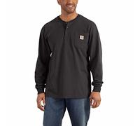 Carhartt, T-shirt Henley a manica lunga, Loose Fit, Uomo, Nero, M