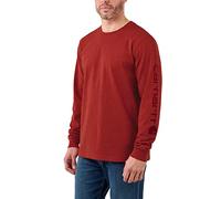 Carhartt T-Shirt Pesante, Vestibilità Comoda, Manica Lunga, Grafica Del Logo Sulla Manica, Uomo, Rosso (Peperoncino Heather), S