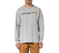 Carhartt T-Shirt Pesante, Vestibilità Comoda, Manica Lunga, Grafica Del Logo, Uomo, Grigio (Heather), L