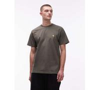 Carhartt WIP - T-shirt casual Uomo in Cotone - S/S Chase T-Shirt Leaf / Gold per Uomo in Cotone - Taglia L - Kaki
