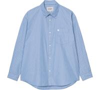 Carhartt WIP - Camicia in popeline di cotone - L/S Keene Shirt Keene Stripe Curacao per Uomo in Cotone - Taglia L - Blu