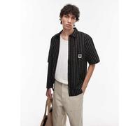 Carhartt WIP - Drewe - Camicia a maniche corte nera con righe a cuori-Nero L