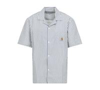 Carhartt WIP - Camicia in cotone - S/S Leavel Shirt Leavel Stripe Blue River / Wax per Uomo in Cotone - Taglia M