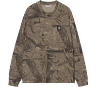 Carhartt WIP - T-shirt ampio in cotone biologico - L/S Feather Tree T-Shirt Camo Feather Tree Khaki Shungite Garment Dyed per Donne in Cotone - Taglia S - Kaki