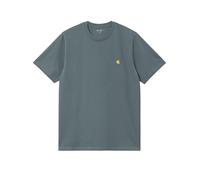 Carhartt WIP - T-shirt casual Uomo in Cotone - S/S Chase T-Shirt Cozy Blue / Gold per Uomo in Cotone - Taglia M