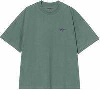 Carhartt WIP - T-shirt in Cotone - S/S Signature Script T-Shirt Silver Pine / Jupiter per Uomo - Taglia M - Verde