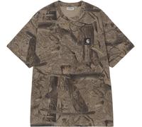 Carhartt WIP - T-shirt oversize in cotone biologico - S/S Feather Tree T-Shirt Camo Feather Tree Khaki Shungite Garment Dyed per Uomo in Cotone - Taglia L - Kaki
