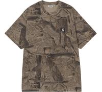 Carhartt WIP - T-shirt oversize in cotone biologico - S/S Feather Tree T-Shirt Camo Feather Tree Khaki Shungite Garment Dyed per Uomo in Cotone - Taglia S - Kaki