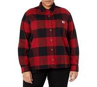 Carhartt Women's Rugged Flex Loose Fit Midweight Flannel Long-Sleeve Plaid Shirt, Chili Pepper, X-Small