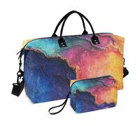 Caribbean - Borsone da viaggio per la notte, grande, con tracolla regolabile, per allenamento, pieghevole, colore caraibico, taglia unica, Caraibi Colorato Glow, 1 size