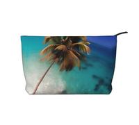 Caribbean Islands - Trousse per cosmetici, in velluto a coste, da donna, portatile, con cerniera