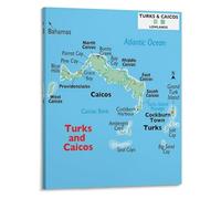 Caribbean Map Turks And Caicos Wall Art Poster Home Office Decor(Framed,16x24inch(40x60cm))