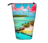 Caribbean Scenery - Astuccio espandibile per matite, in tessuto Oxford multi-design, altezza regolabile, borsa cosmetica multiuso